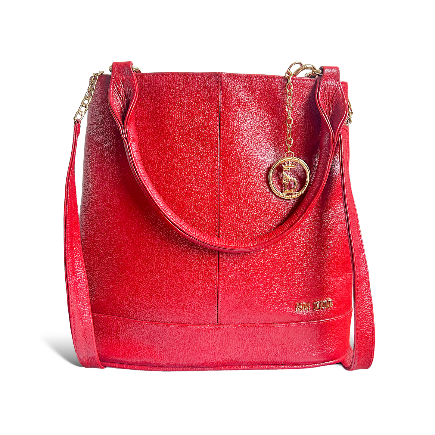 Morral cuero rojo