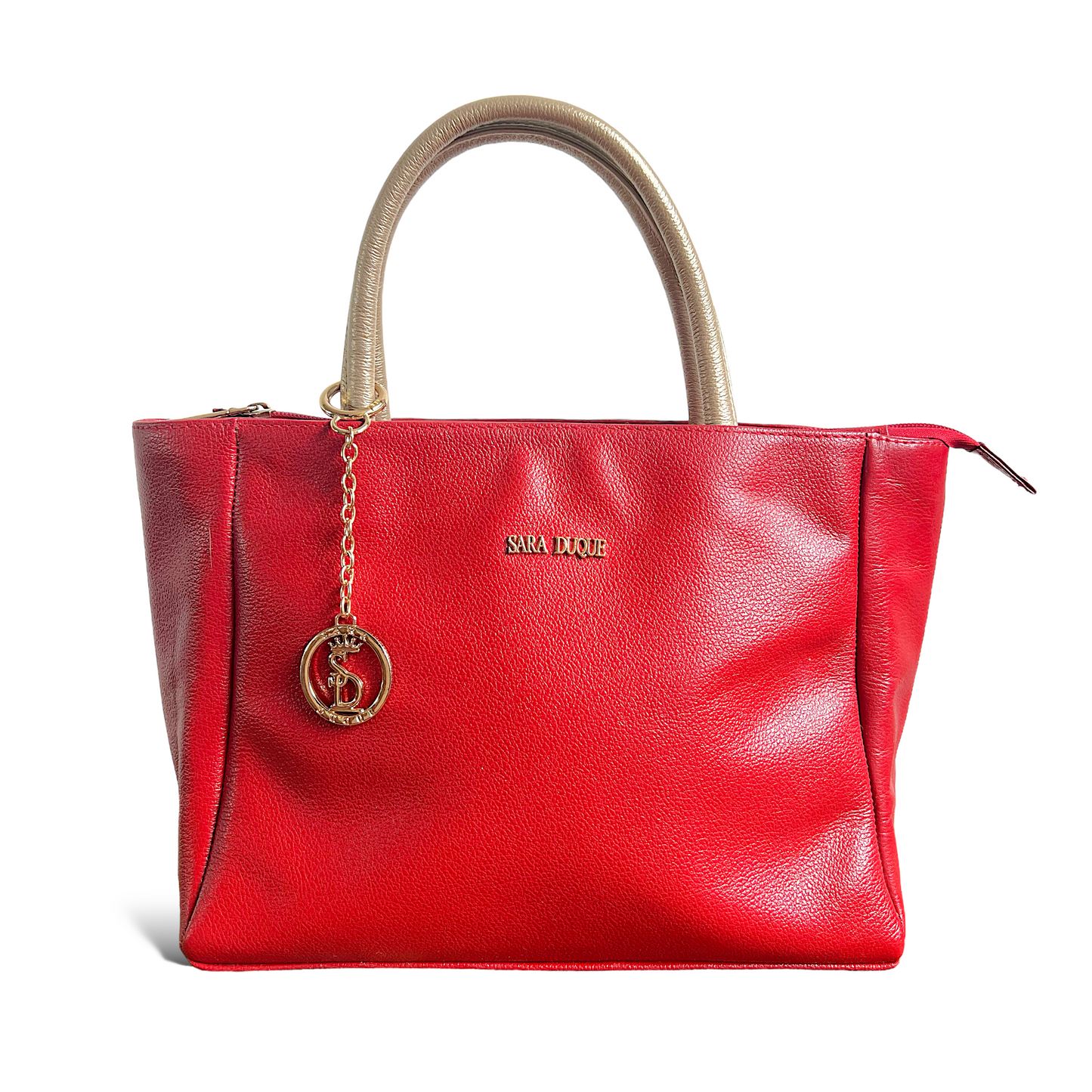 Bolso cuero rojo con llavero