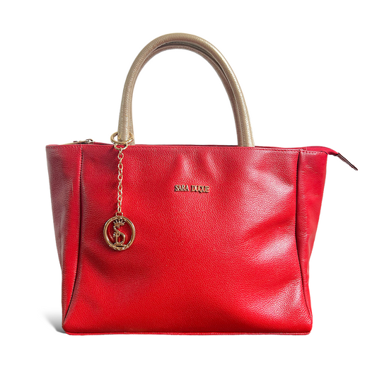 Bolso cuero rojo con llavero